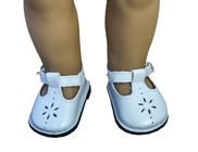 Beyaz PU Plastik Doll Ayakkabıları Piercingli Tasarım Metal Düğme, 18 &amp;quot;Amerikan Kız Bebek Elbise ve Ayakkabıları