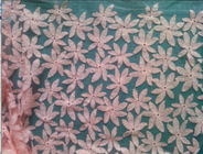 Pamuk işlemeli örgü suda çözünür dantel kumaş, Resmi elbise için çiçek deseni