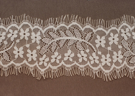 Beyaz Pamuk OEM Çiçek Dekorasyon Kirpik Scalloped Dantel Trim Kumaş