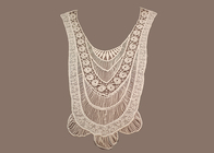 Fildişi El İşlemeli Boyalı 100 Pamuklu Tüylü Dantel Yaka Kumaş Lady Clothes
