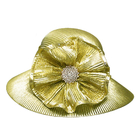 Altın Gümüş Metalik Örgün Bayan Kilisesi Şapkaları Çarpıcı Elmas Tokası