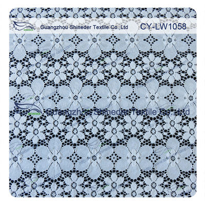 Lady Konfeksiyon için naylon Spandex Elastik Mavi Çiçek Dantel Kumaş Trim