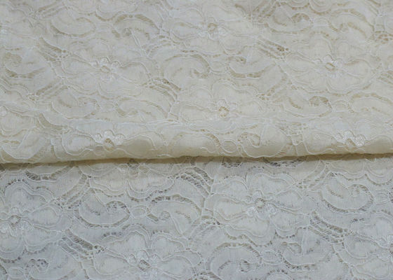 Beyaz Elastik Dantel% 80 Naylon% 20 Spandex Kumaş Güzel Zarif CY-LW0783