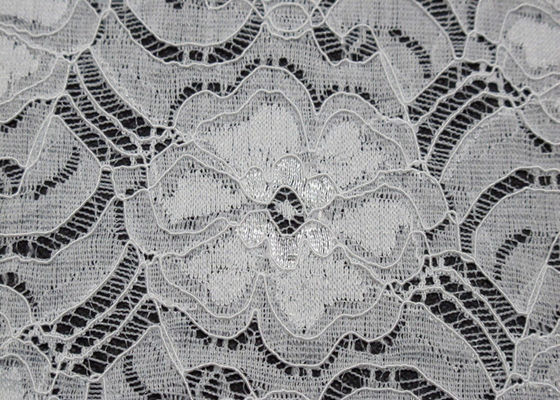 Beyaz Elastik Dantel% 80 Naylon% 20 Spandex Kumaş Güzel Zarif CY-LW0783