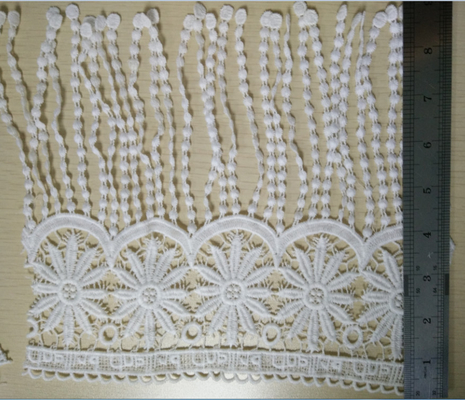 Yumuşak Fringe Dekoratif Siyah / Süt Poly Beyaz Dantel Trim