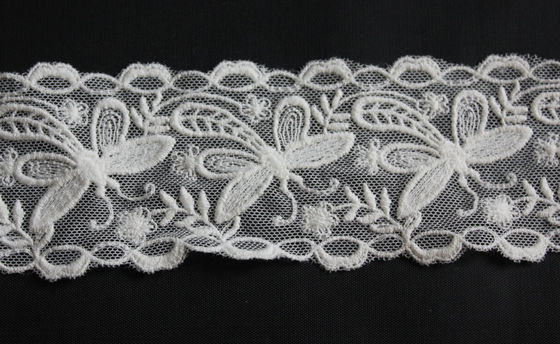 Dragonfly Çiçek Pamuk Dekoratif Dantel Trim Suda Çözünür 6cm Doğa Beyaz
