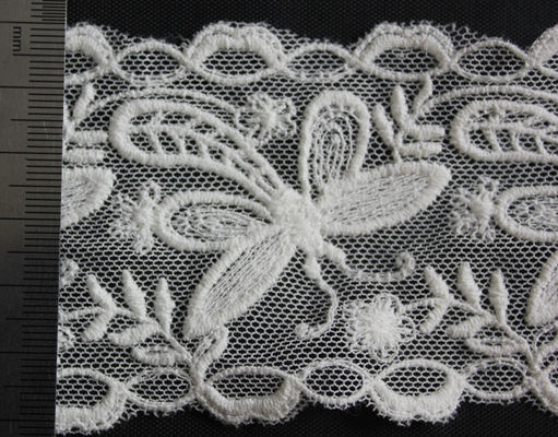 Dragonfly Çiçek Pamuk Dekoratif Dantel Trim Suda Çözünür 6cm Doğa Beyaz
