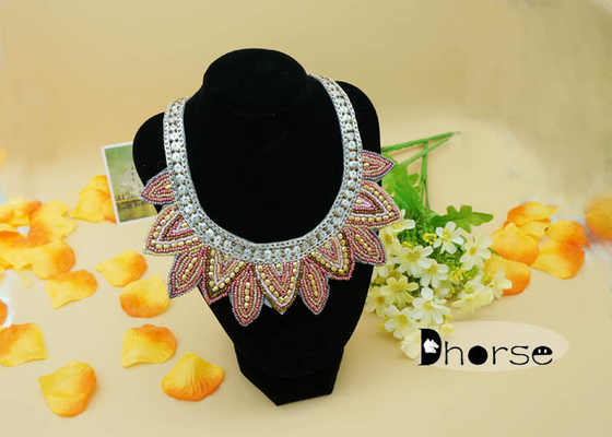Dekoratif Rhinestones Tohum Boncuk Yaka Kolye, Moda Yaka Kolye