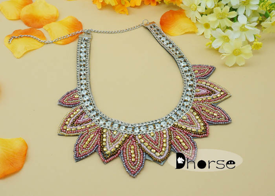Dekoratif Rhinestones Tohum Boncuk Yaka Kolye, Moda Yaka Kolye