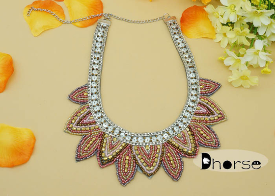 Dekoratif Rhinestones Tohum Boncuk Yaka Kolye, Moda Yaka Kolye