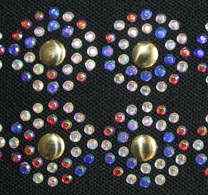 Renkli Rhinestone Siyah Elastik Dokuma 5cm, Güzel Yuvarlak Desen