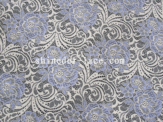 Moda SYD-0183 için Hafif Mor Ve Beyaz Pamuk Naylon Dantel Kumaş Rayon Büyük Çiçek Tasarım