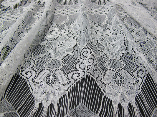 Lady Elbise için Beyaz Çiçek Naylon Dantel Kumaş Kirpik Dantel Trim