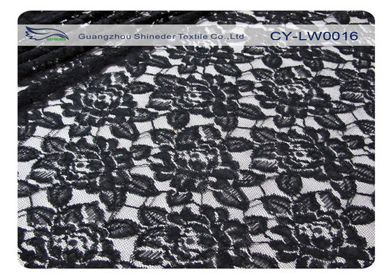 Siyah Çiçek Pamuklu Naylon Dantel Kumaş,% 65 Naylon +% 35 Pamuklu CY-LW0016