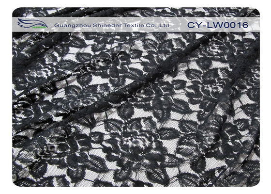Siyah Çiçek Pamuklu Naylon Dantel Kumaş,% 65 Naylon +% 35 Pamuklu CY-LW0016