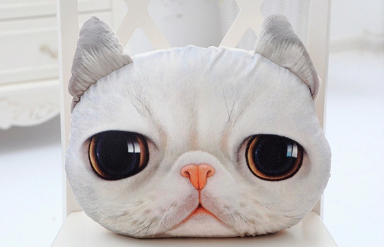 3D Kedi Yüz Hediyeleri Soft Doldurulmuş Peluş Yastık, Kanepe için dekoratif yastıklar